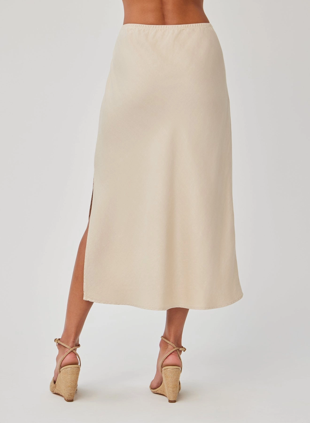 Amara Side Slit Bias Skirt - Khaki Shell