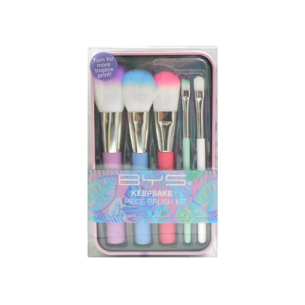 BYS Makeup Brushes in Keepsake Tin Tropics 5pc