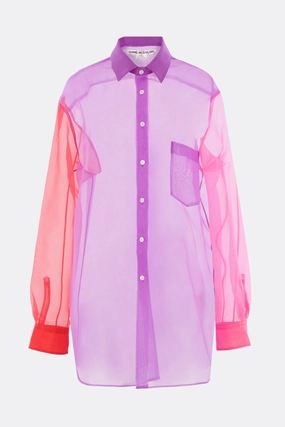color-block organza shirt