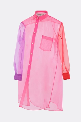 color-block organza shirt
