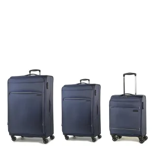 Deluxe Lite Soft Lightweight 3pc Suitcase Set - Navy