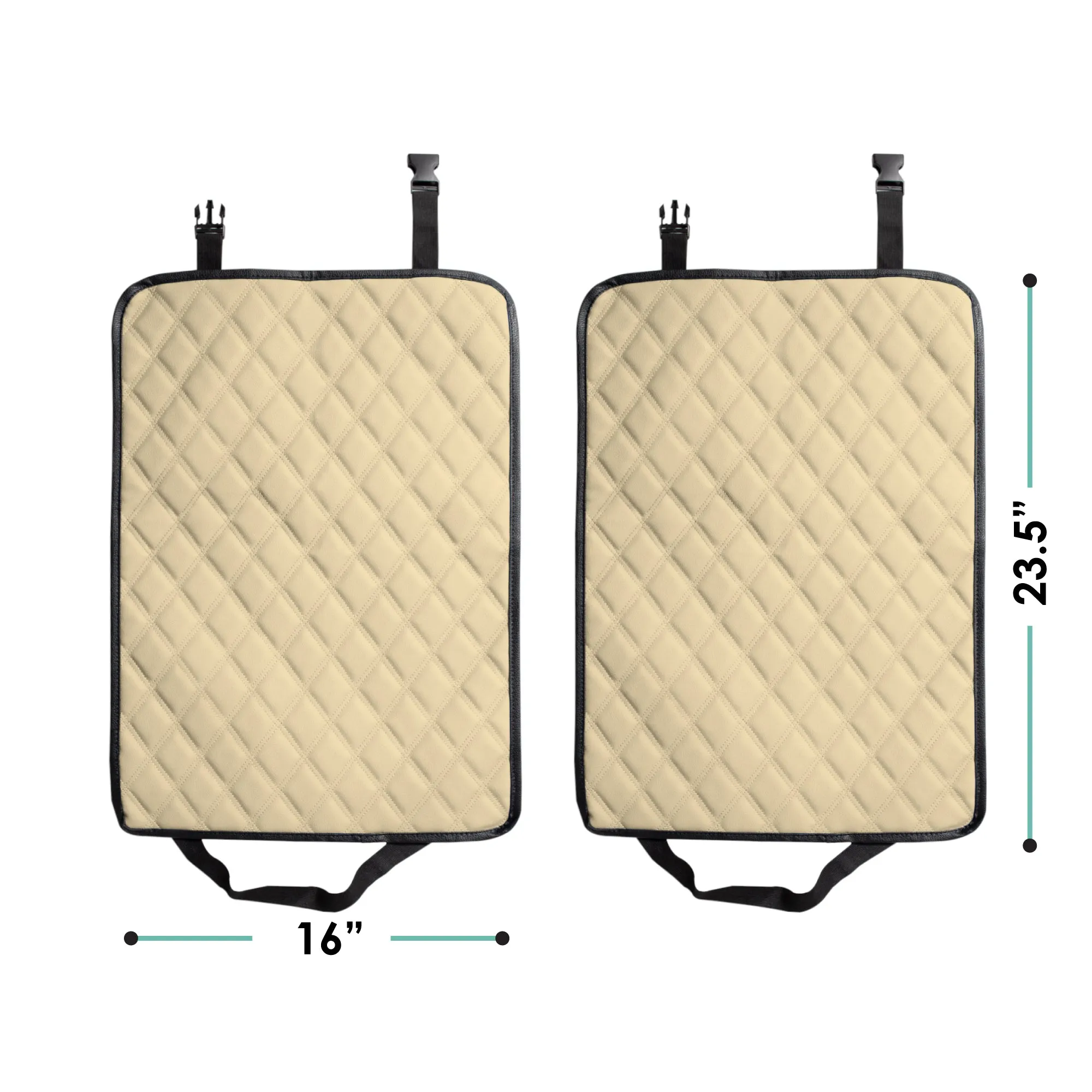 E-Z Travel Faux Leather Seat Back Protector with Diamond Pattern - 2 Pack Beige