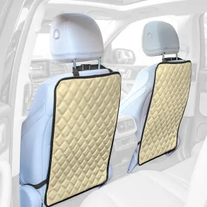 E-Z Travel Faux Leather Seat Back Protector with Diamond Pattern - 2 Pack Beige