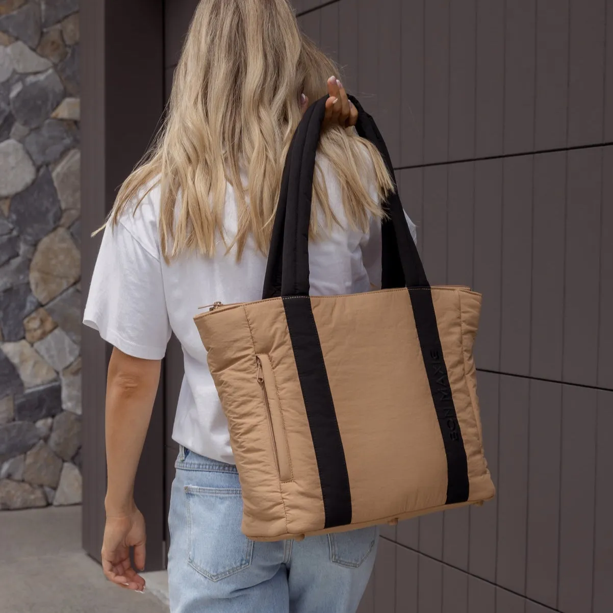 Everyday Tote Bag -- Tan/Black