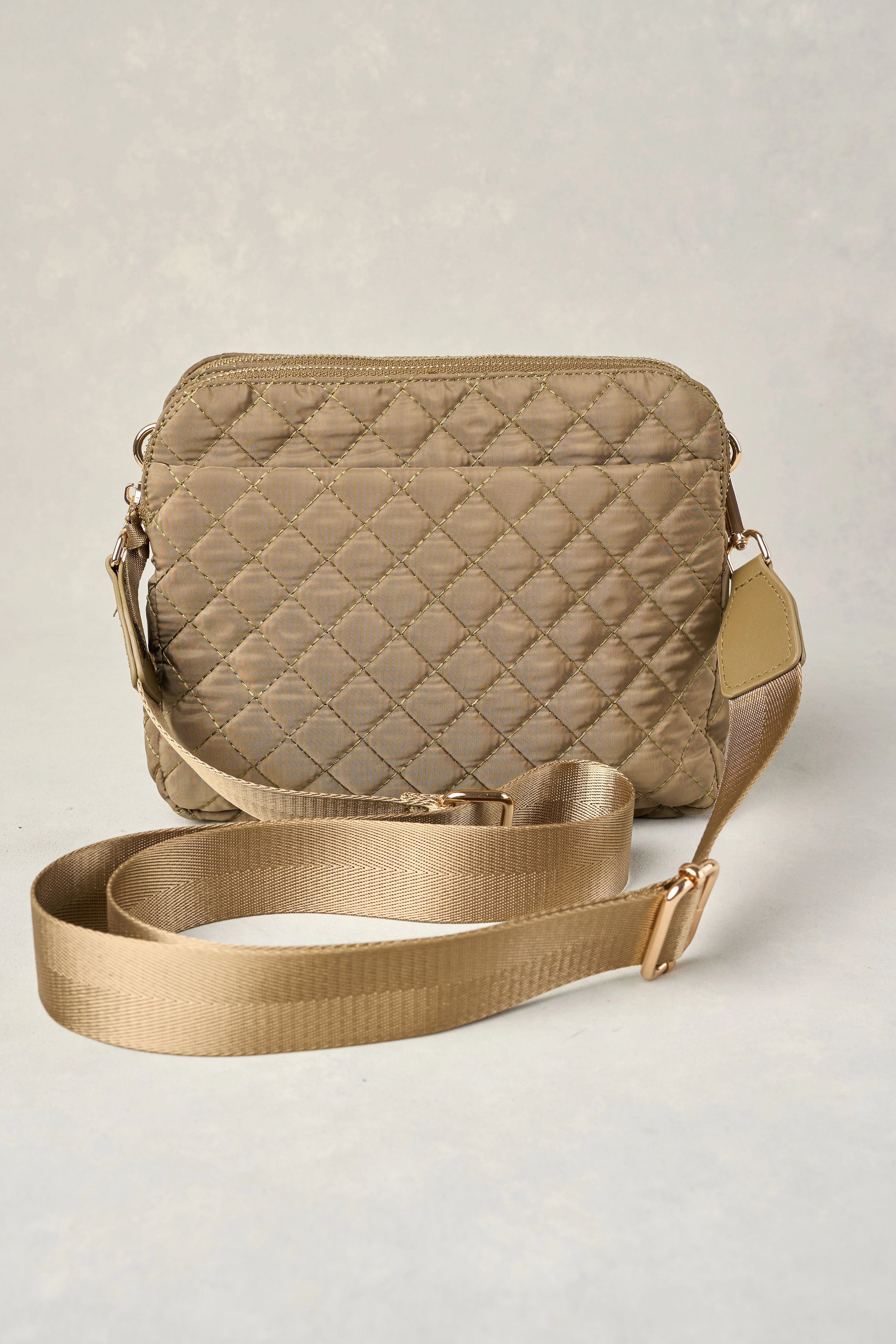 Naomi Quilted Crossbody Bag - Khaki
