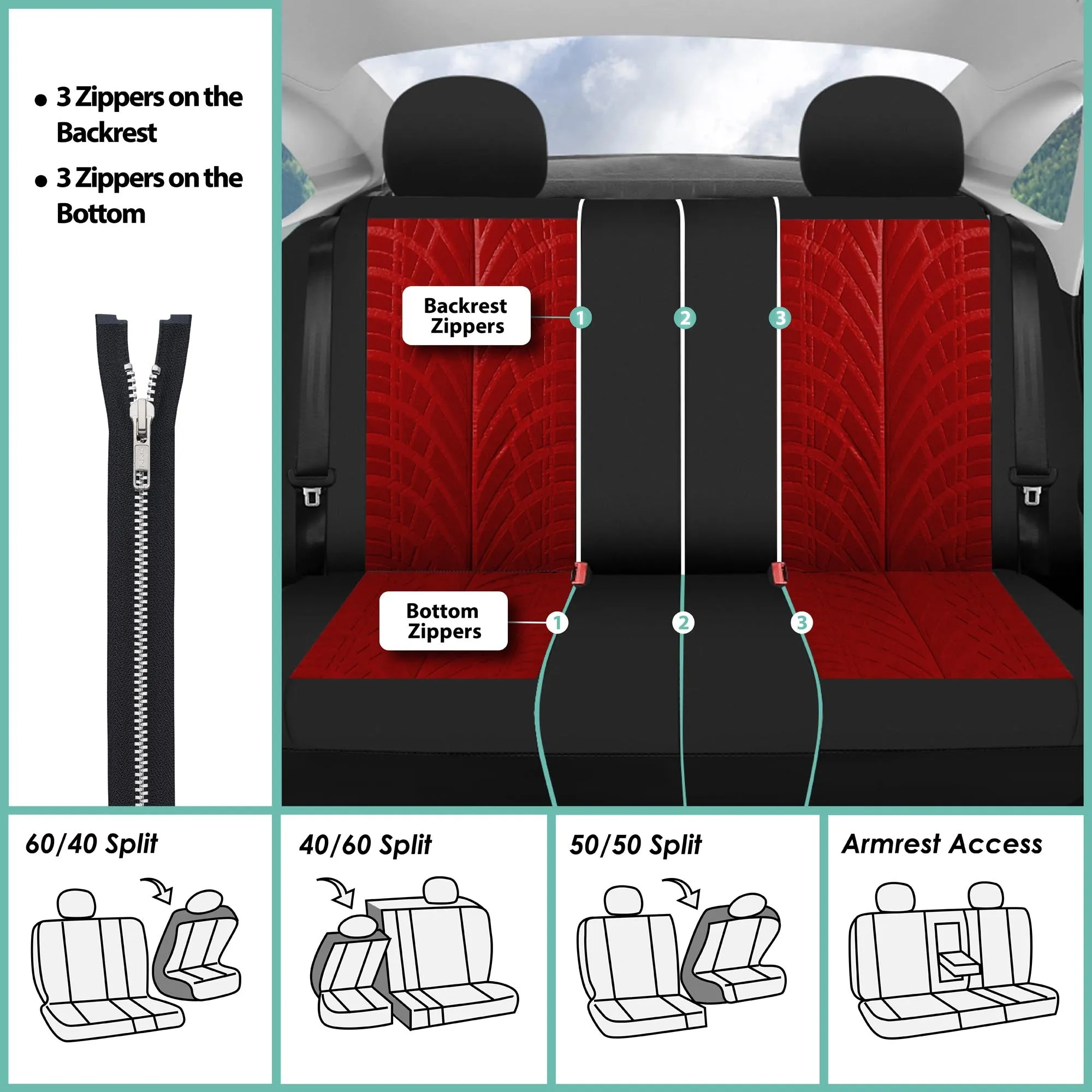 Travel Master Seat Covers - Full Set Red