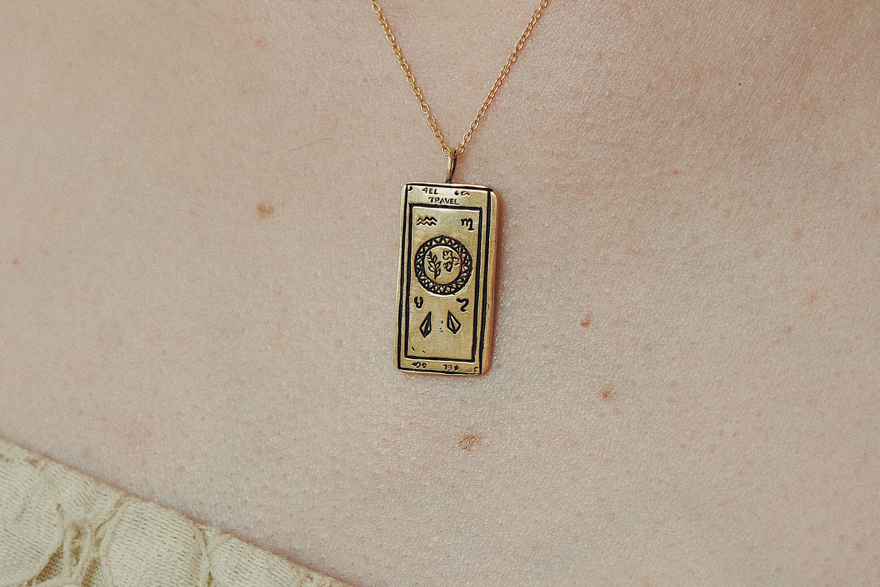 Travel Tarot Card Necklace - READY-TO-SHIP