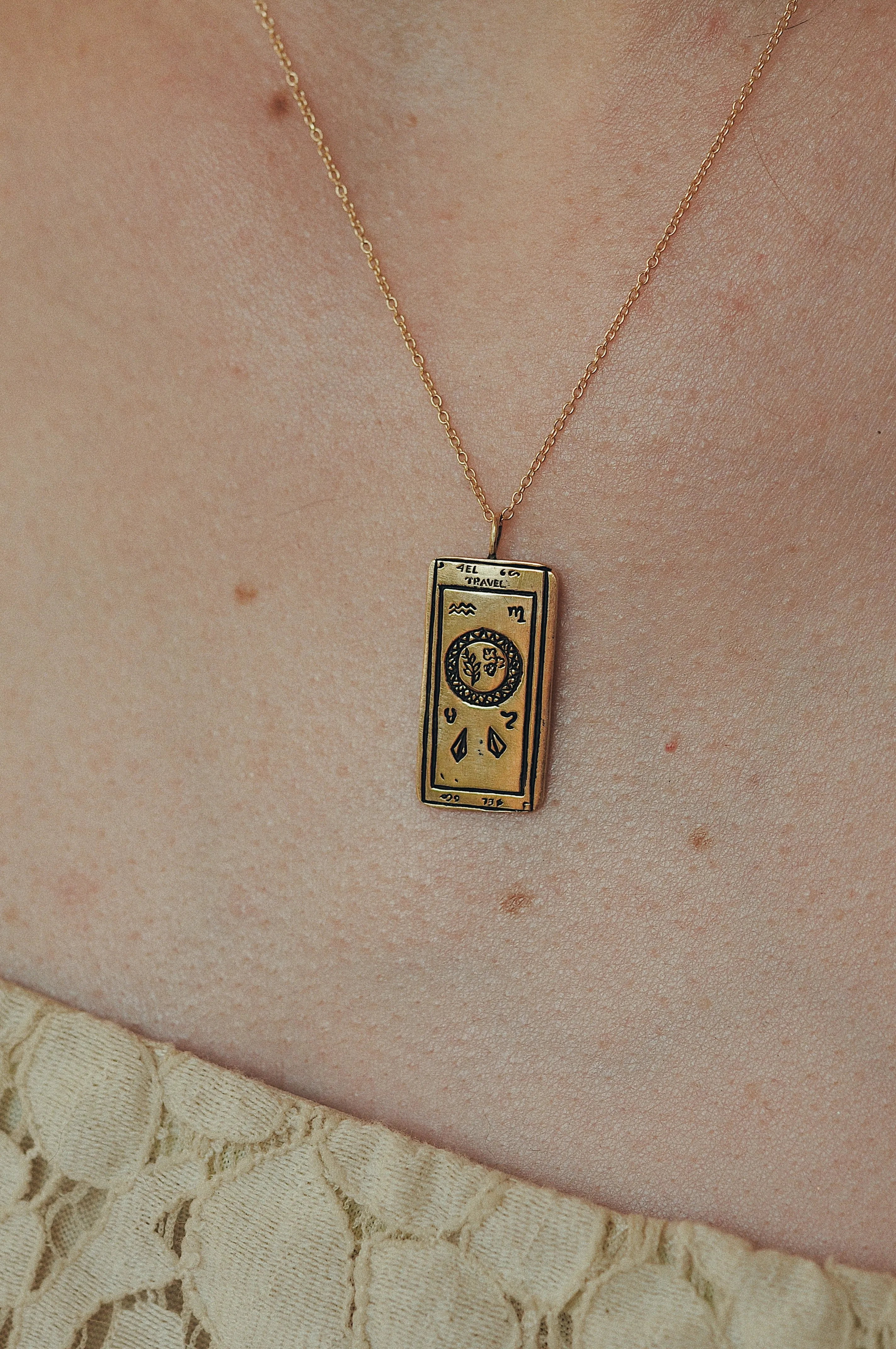 Travel Tarot Card Necklace - READY-TO-SHIP