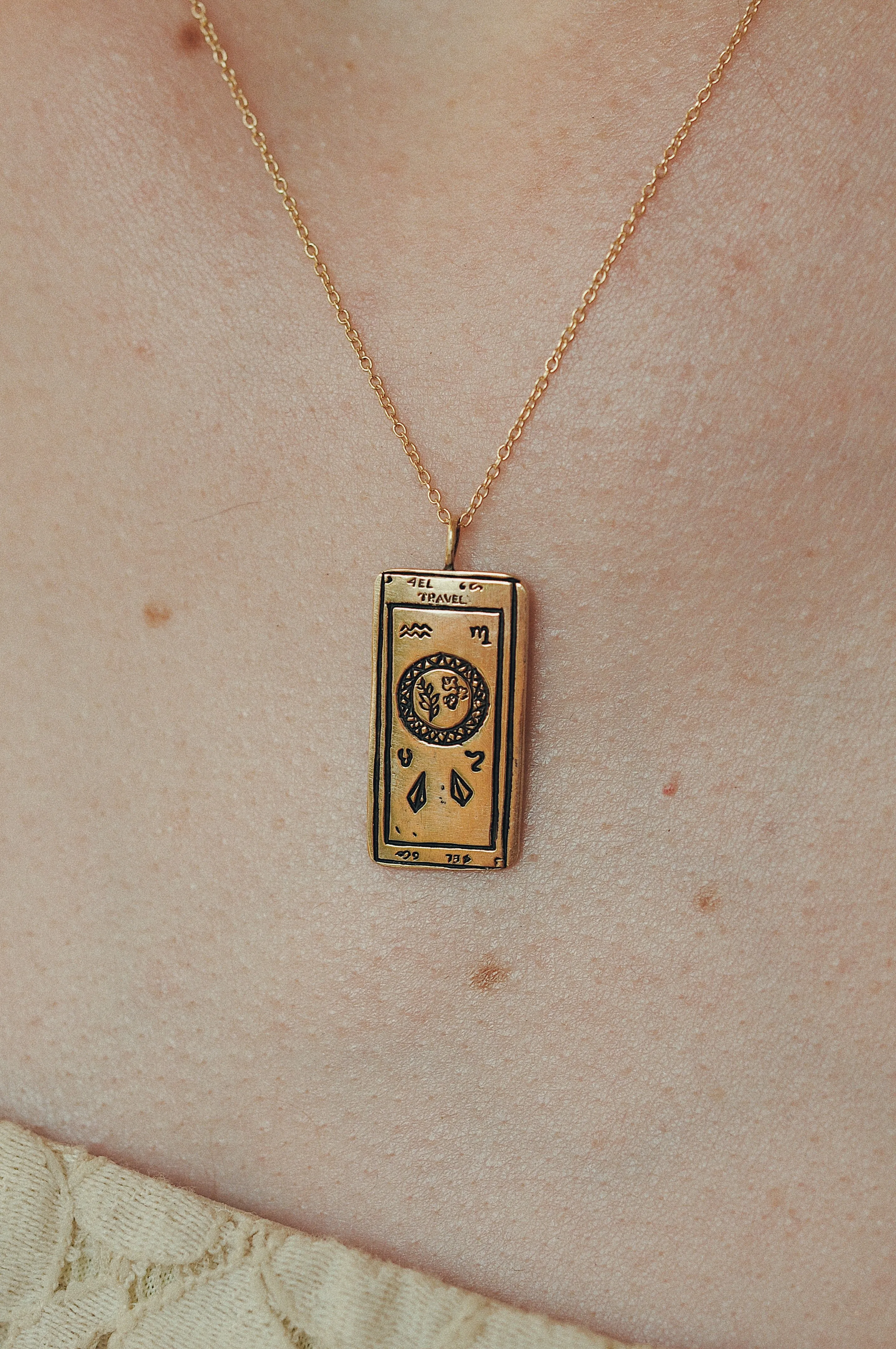 Travel Tarot Card Necklace - READY-TO-SHIP