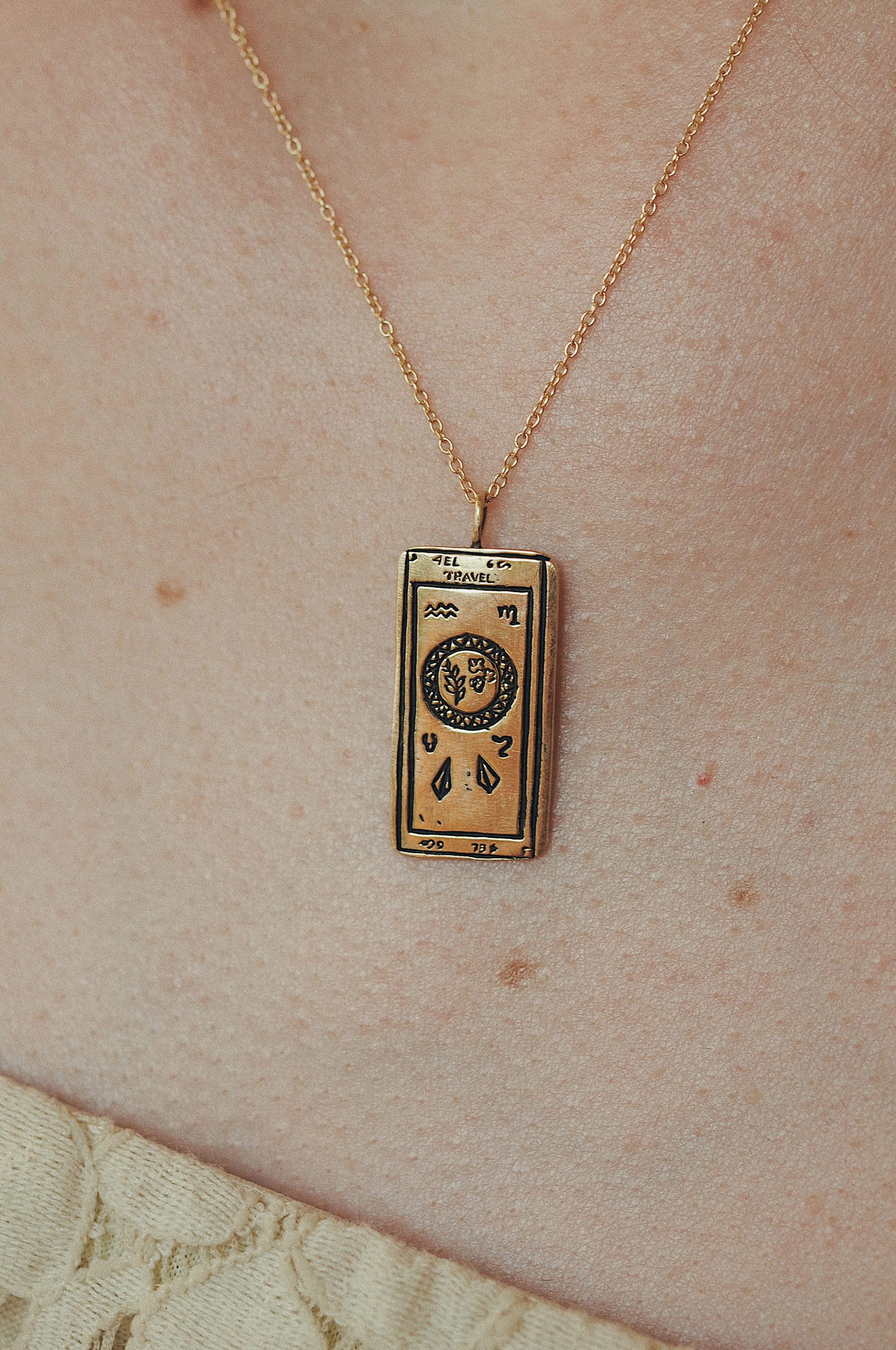 Travel Tarot Card Necklace - READY-TO-SHIP