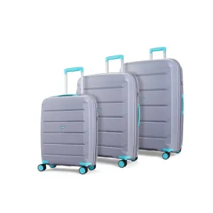 Tulum Expandable Hardshell 3pc Set - Grey / Aqua