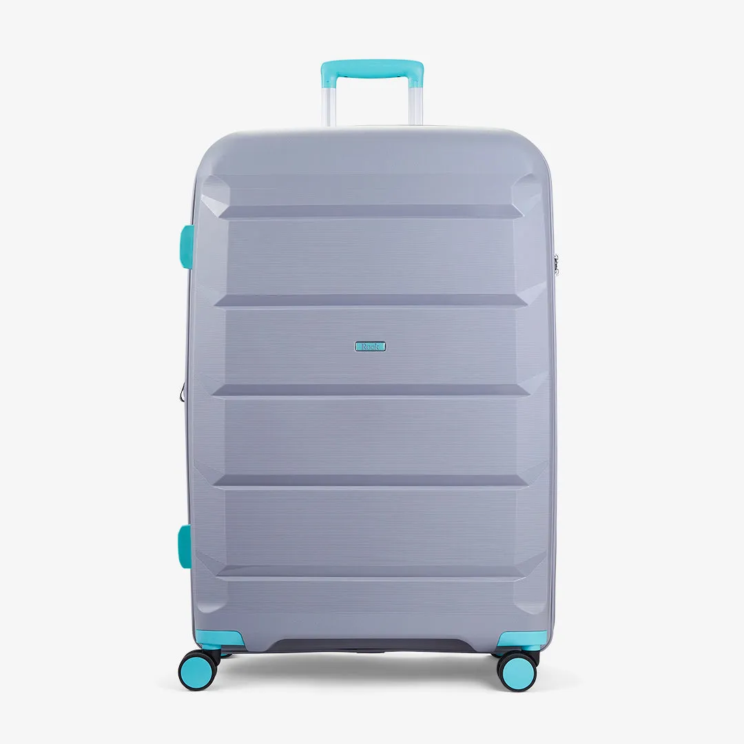 Tulum Expandable Hardshell Large Suitcase 76cm - Grey / Aqua