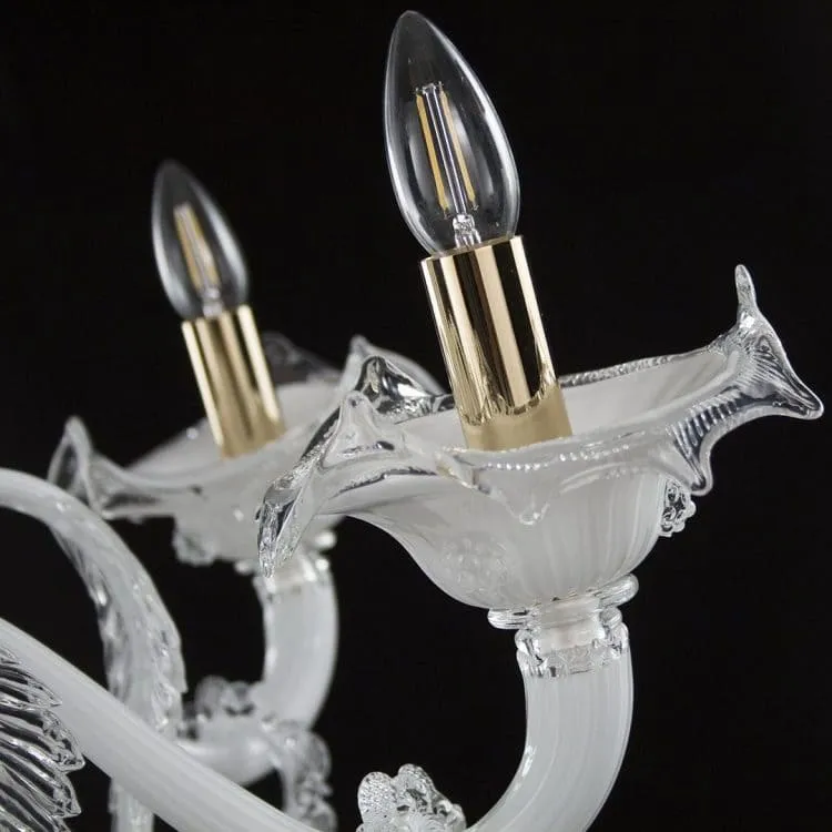 White Glass 6 Light Handcrafted Chandelier